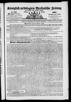 Königlich privilegirte Berlinische Zeitung von Staats- und gelehrten Sachen vom 17.05.1884