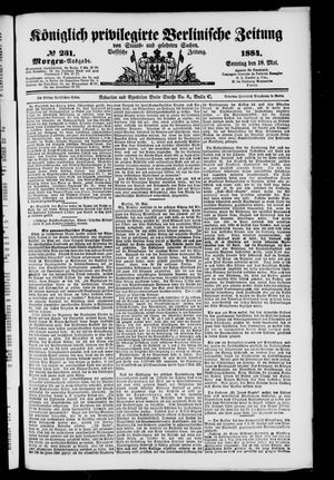 Königlich privilegirte Berlinische Zeitung von Staats- und gelehrten Sachen vom 18.05.1884