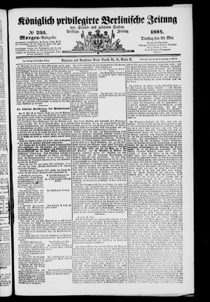 Königlich privilegirte Berlinische Zeitung von Staats- und gelehrten Sachen on May 20, 1884