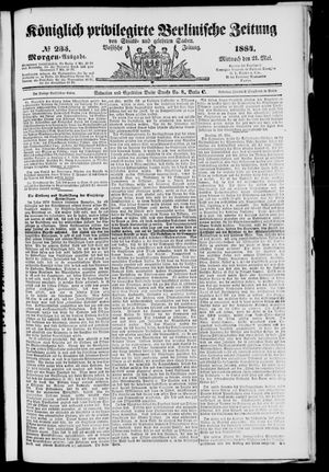 Königlich privilegirte Berlinische Zeitung von Staats- und gelehrten Sachen on May 21, 1884