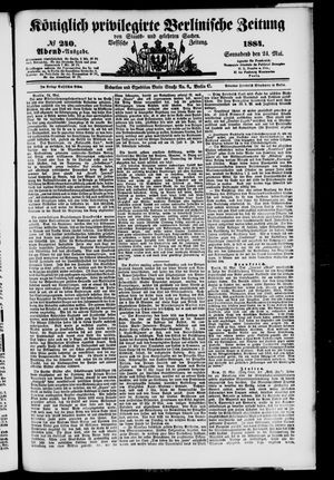 Königlich privilegirte Berlinische Zeitung von Staats- und gelehrten Sachen vom 24.05.1884