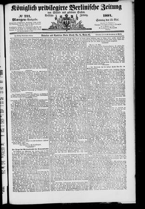 Königlich privilegirte Berlinische Zeitung von Staats- und gelehrten Sachen on May 25, 1884