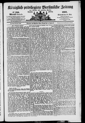 Königlich privilegirte Berlinische Zeitung von Staats- und gelehrten Sachen on May 28, 1884