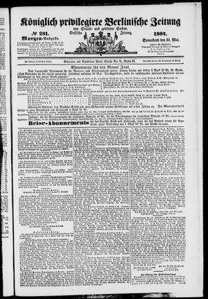 Königlich privilegirte Berlinische Zeitung von Staats- und gelehrten Sachen vom 31.05.1884