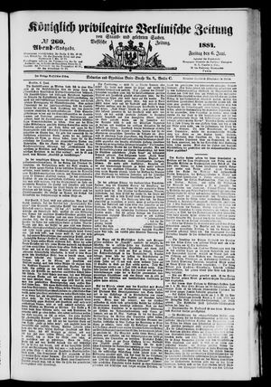 Königlich privilegirte Berlinische Zeitung von Staats- und gelehrten Sachen vom 06.06.1884