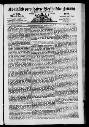 Königlich privilegirte Berlinische Zeitung von Staats- und gelehrten Sachen on Jun 7, 1884