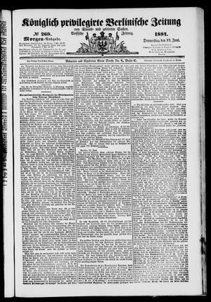 Königlich privilegirte Berlinische Zeitung von Staats- und gelehrten Sachen vom 12.06.1884