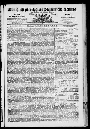 Königlich privilegirte Berlinische Zeitung von Staats- und gelehrten Sachen vom 13.06.1884