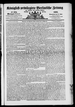 Königlich privilegirte Berlinische Zeitung von Staats- und gelehrten Sachen on Jun 14, 1884
