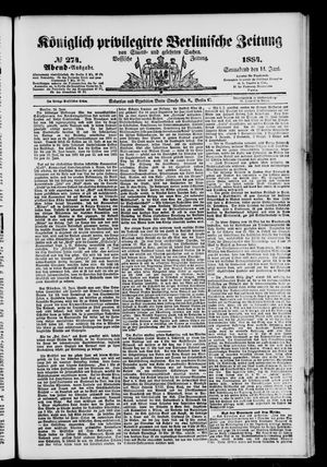 Königlich privilegirte Berlinische Zeitung von Staats- und gelehrten Sachen on Jun 14, 1884