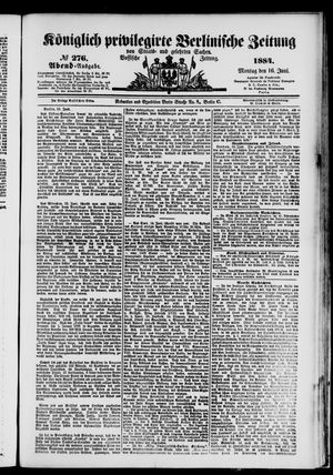 Königlich privilegirte Berlinische Zeitung von Staats- und gelehrten Sachen vom 16.06.1884