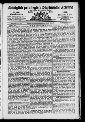 Königlich privilegirte Berlinische Zeitung von Staats- und gelehrten Sachen vom 18.06.1884