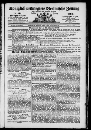 Königlich privilegirte Berlinische Zeitung von Staats- und gelehrten Sachen on Jun 19, 1884