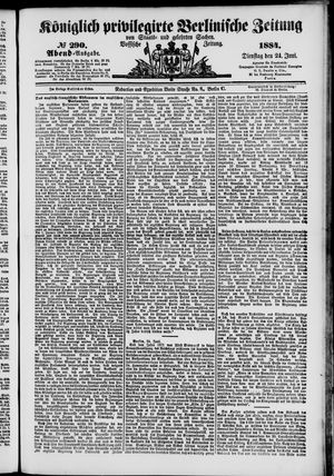 Königlich privilegirte Berlinische Zeitung von Staats- und gelehrten Sachen vom 24.06.1884