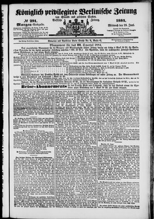 Königlich privilegirte Berlinische Zeitung von Staats- und gelehrten Sachen vom 25.06.1884