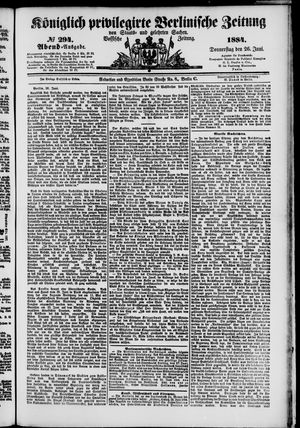 Königlich privilegirte Berlinische Zeitung von Staats- und gelehrten Sachen vom 26.06.1884