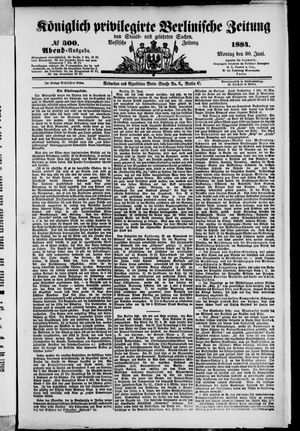Königlich privilegirte Berlinische Zeitung von Staats- und gelehrten Sachen vom 30.06.1884