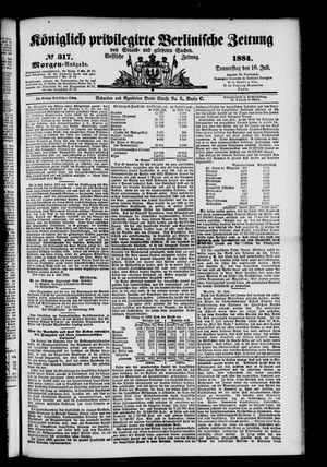 Königlich privilegirte Berlinische Zeitung von Staats- und gelehrten Sachen vom 10.07.1884