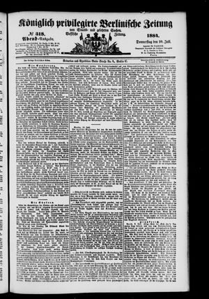 Königlich privilegirte Berlinische Zeitung von Staats- und gelehrten Sachen vom 10.07.1884