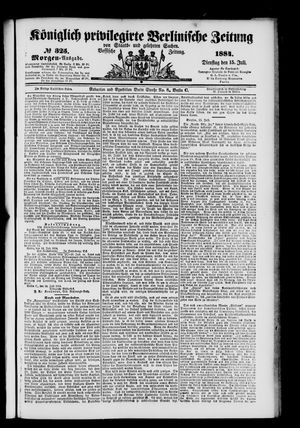 Königlich privilegirte Berlinische Zeitung von Staats- und gelehrten Sachen on Jul 15, 1884