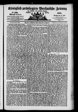 Königlich privilegirte Berlinische Zeitung von Staats- und gelehrten Sachen on Jul 15, 1884