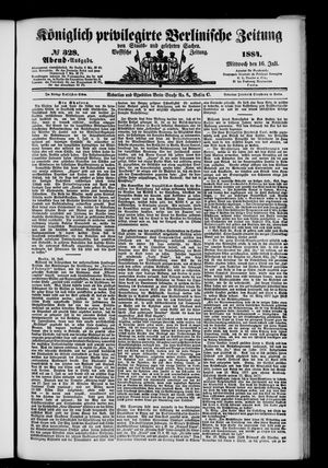 Königlich privilegirte Berlinische Zeitung von Staats- und gelehrten Sachen on Jul 16, 1884