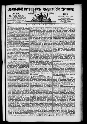 Königlich privilegirte Berlinische Zeitung von Staats- und gelehrten Sachen vom 17.07.1884