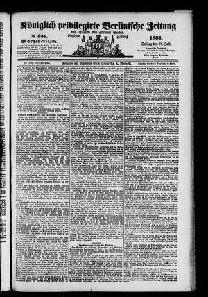 Königlich privilegirte Berlinische Zeitung von Staats- und gelehrten Sachen vom 18.07.1884