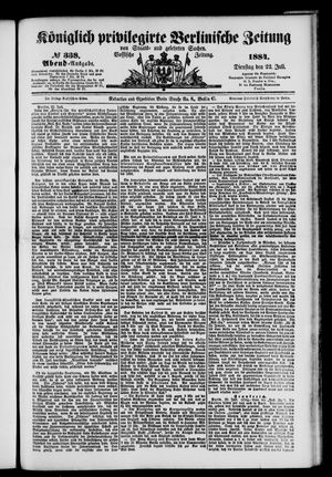 Königlich privilegirte Berlinische Zeitung von Staats- und gelehrten Sachen vom 22.07.1884