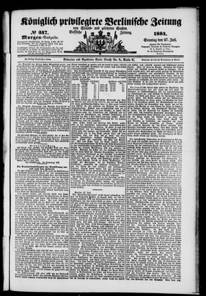 Königlich privilegirte Berlinische Zeitung von Staats- und gelehrten Sachen on Jul 27, 1884