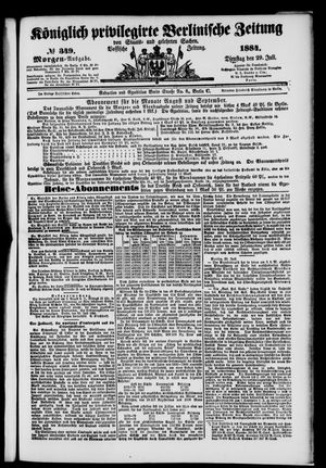 Königlich privilegirte Berlinische Zeitung von Staats- und gelehrten Sachen vom 29.07.1884