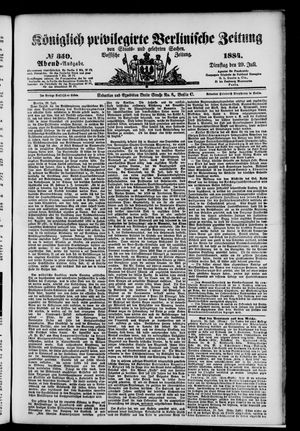 Königlich privilegirte Berlinische Zeitung von Staats- und gelehrten Sachen vom 29.07.1884