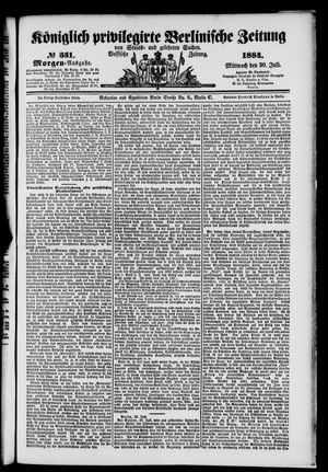 Königlich privilegirte Berlinische Zeitung von Staats- und gelehrten Sachen on Jul 30, 1884