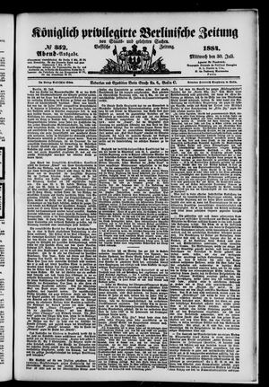 Königlich privilegirte Berlinische Zeitung von Staats- und gelehrten Sachen on Jul 30, 1884