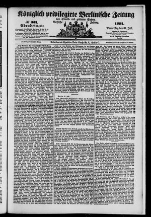 Königlich privilegirte Berlinische Zeitung von Staats- und gelehrten Sachen vom 31.07.1884
