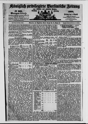 Königlich privilegirte Berlinische Zeitung von Staats- und gelehrten Sachen vom 01.08.1884