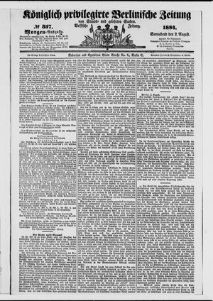 Königlich privilegirte Berlinische Zeitung von Staats- und gelehrten Sachen on Aug 2, 1884