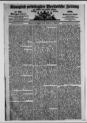 Königlich privilegirte Berlinische Zeitung von Staats- und gelehrten Sachen on Aug 3, 1884