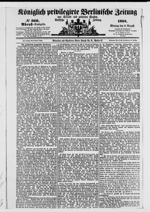 Königlich privilegirte Berlinische Zeitung von Staats- und gelehrten Sachen on Aug 4, 1884