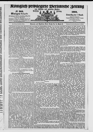 Königlich privilegirte Berlinische Zeitung von Staats- und gelehrten Sachen vom 07.08.1884