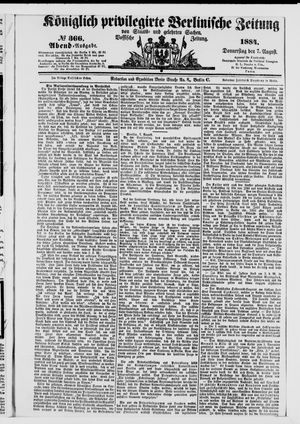 Königlich privilegirte Berlinische Zeitung von Staats- und gelehrten Sachen vom 07.08.1884