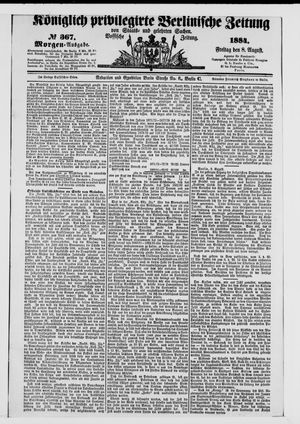 Königlich privilegirte Berlinische Zeitung von Staats- und gelehrten Sachen vom 08.08.1884