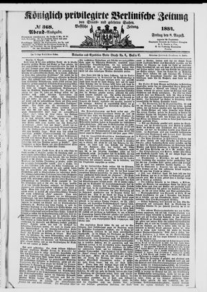 Königlich privilegirte Berlinische Zeitung von Staats- und gelehrten Sachen vom 08.08.1884