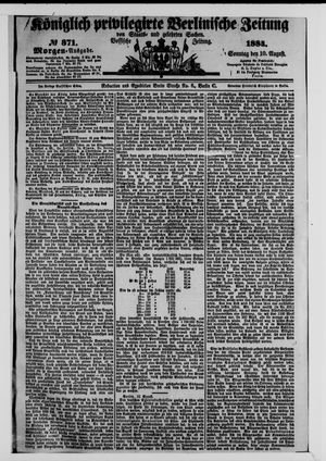 Königlich privilegirte Berlinische Zeitung von Staats- und gelehrten Sachen on Aug 10, 1884