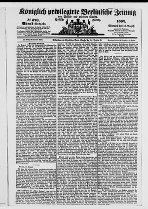 Königlich privilegirte Berlinische Zeitung von Staats- und gelehrten Sachen on Aug 13, 1884
