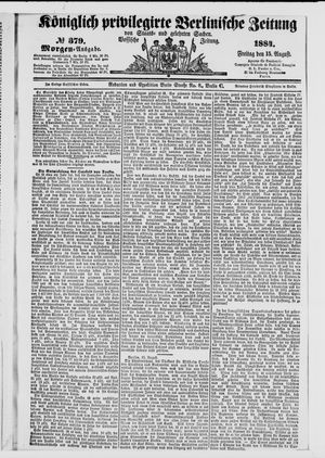 Königlich privilegirte Berlinische Zeitung von Staats- und gelehrten Sachen vom 15.08.1884