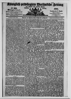 Königlich privilegirte Berlinische Zeitung von Staats- und gelehrten Sachen vom 17.08.1884