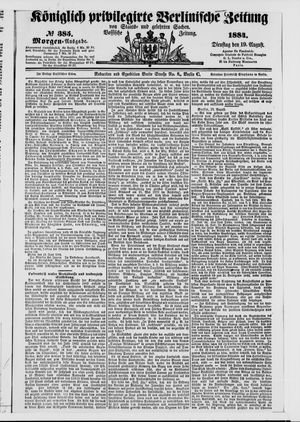 Königlich privilegirte Berlinische Zeitung von Staats- und gelehrten Sachen on Aug 19, 1884
