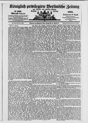 Königlich privilegirte Berlinische Zeitung von Staats- und gelehrten Sachen vom 19.08.1884