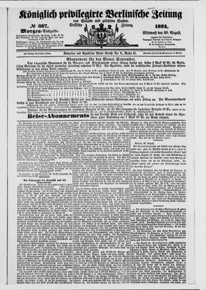 Königlich privilegirte Berlinische Zeitung von Staats- und gelehrten Sachen on Aug 20, 1884